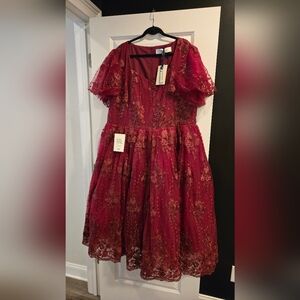 Jessakae Victorian Dress Burgundy 3X